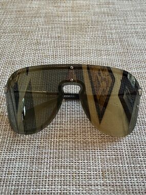 VERSACE Oversized Shield Sunglasses in dark gold